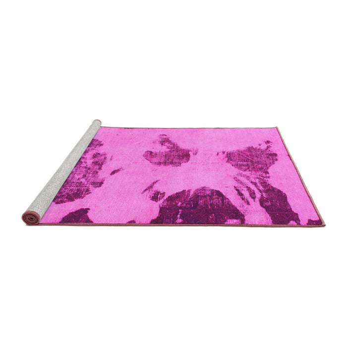 Sideview of Machine Washable Abstract Pink Modern Rug, wshabs990pnk