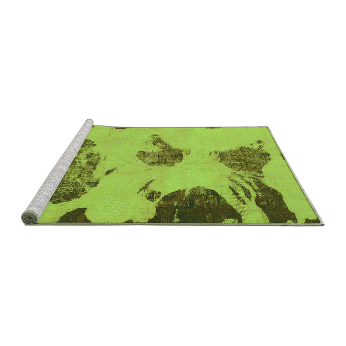 Sideview of Machine Washable Abstract Green Modern Area Rugs, wshabs990grn