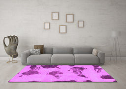 Machine Washable Abstract Purple Modern Area Rugs in a Living Room, wshabs990pur