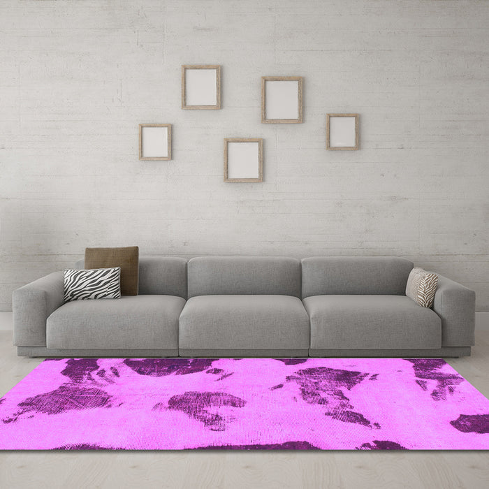 Machine Washable Abstract Purple Modern Area Rugs in a Living Room, wshabs990pur