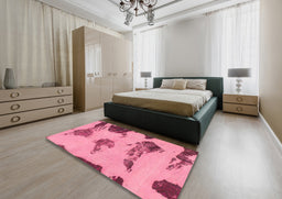 Abstract Hot Pink Modern Rug in a Bedroom, abs990
