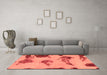 Machine Washable Abstract Orange Modern Area Rugs in a Living Room, wshabs990org