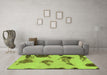 Machine Washable Abstract Green Modern Area Rugs in a Living Room,, wshabs990grn
