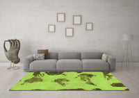 Machine Washable Abstract Green Modern Rug, wshabs990grn