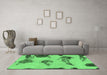 Machine Washable Abstract Emerald Green Modern Area Rugs in a Living Room,, wshabs990emgrn