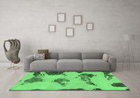 Machine Washable Abstract Emerald Green Modern Rug, wshabs990emgrn