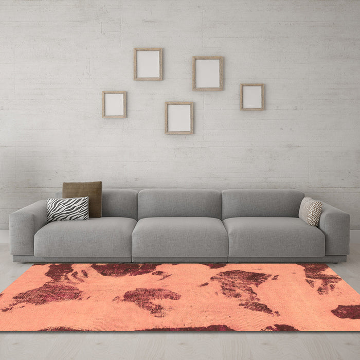 Machine Washable Abstract Brown Modern Rug in a Living Room,, wshabs990brn