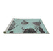 Sideview of Machine Washable Abstract Turquoise Modern Area Rugs, wshabs990turq