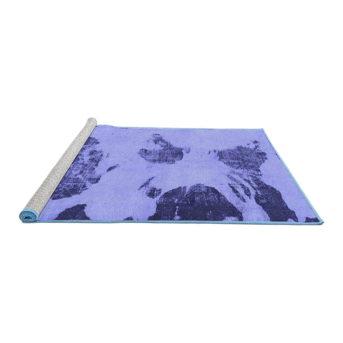 Sideview of Machine Washable Abstract Blue Modern Rug, wshabs990blu