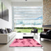 Square Abstract Hot Pink Modern Rug in a Living Room, abs990