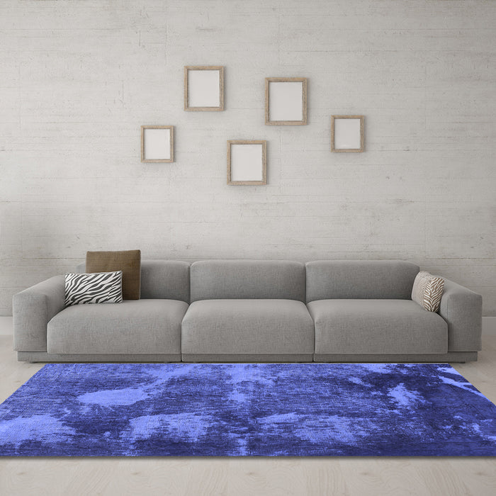 Machine Washable Abstract Blue Modern Rug in a Living Room, wshabs991blu