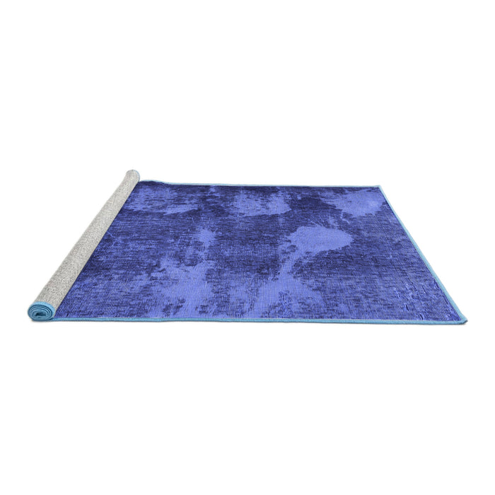 Sideview of Machine Washable Abstract Blue Modern Rug, wshabs991blu