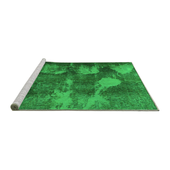 Sideview of Machine Washable Abstract Green Modern Area Rugs, wshabs991grn