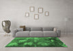 Machine Washable Abstract Emerald Green Modern Area Rugs in a Living Room,, wshabs991emgrn