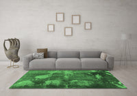 Machine Washable Abstract Emerald Green Modern Rug, wshabs991emgrn