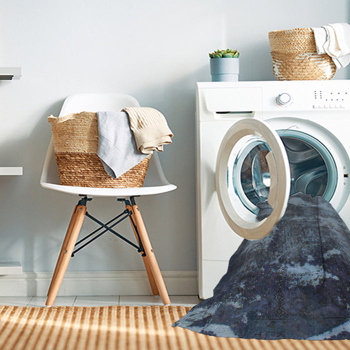 Machine Washable Abstract Cadet Blue Green Rug in a Washing Machine, wshabs991