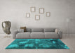 Machine Washable Abstract Turquoise Modern Area Rugs in a Living Room,, wshabs991turq