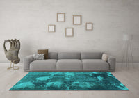 Machine Washable Abstract Turquoise Modern Rug, wshabs991turq