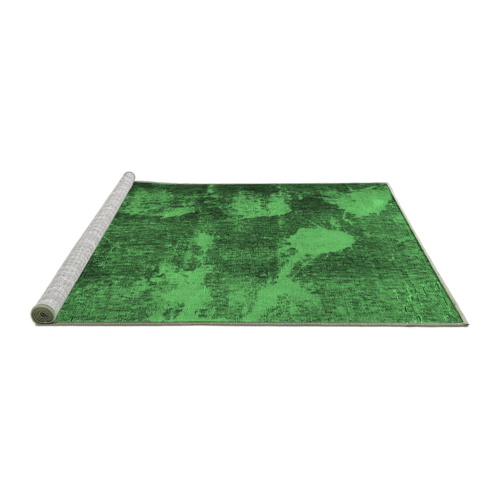 Sideview of Machine Washable Abstract Emerald Green Modern Area Rugs, wshabs991emgrn