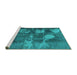 Sideview of Machine Washable Abstract Turquoise Modern Area Rugs, wshabs991turq