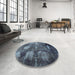 Round Abstract Cadet Blue Green Modern Rug in a Office, abs991