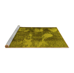 Sideview of Machine Washable Abstract Yellow Modern Rug, wshabs991yw