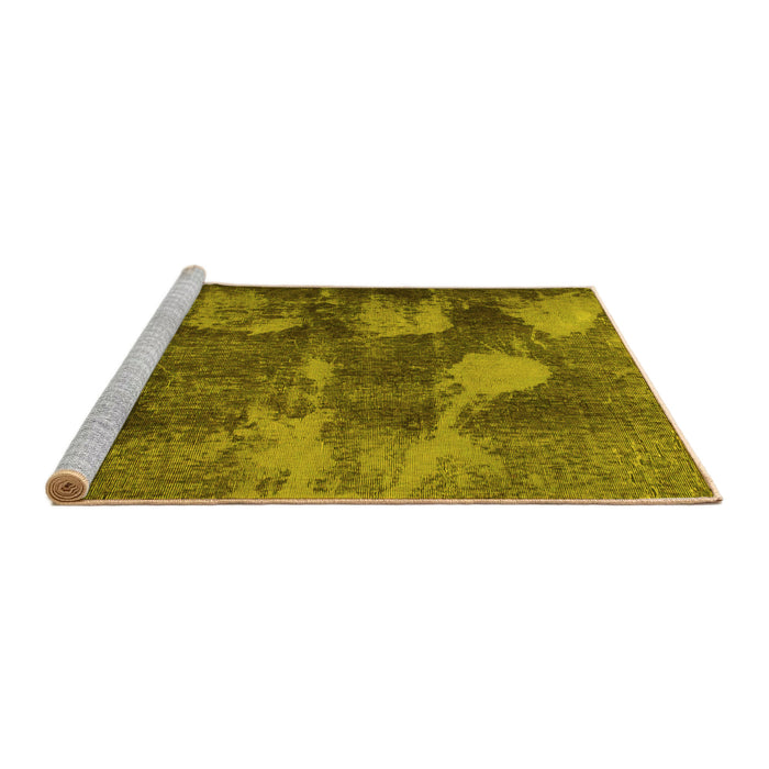 Sideview of Machine Washable Abstract Yellow Modern Rug, wshabs991yw
