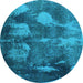 Round Abstract Light Blue Modern Rug, abs991lblu