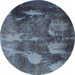 Round Abstract Cadet Blue Green Modern Rug, abs991