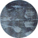 Round Abstract Cadet Blue Green Modern Rug, abs991