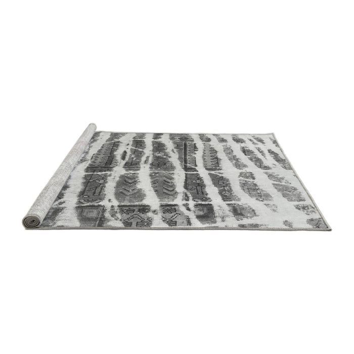 Sideview of Machine Washable Abstract Gray Modern Rug, wshabs992gry