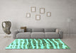 Machine Washable Abstract Turquoise Modern Area Rugs in a Living Room,, wshabs992turq