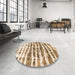 Round Abstract Light Brown Modern Rug in a Office, abs992