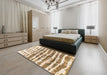 Abstract Light Brown Modern Rug in a Bedroom, abs992