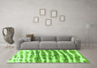 Machine Washable Abstract Green Modern Area Rugs in a Living Room,, wshabs992grn