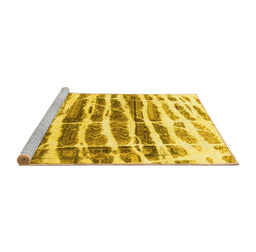Sideview of Machine Washable Abstract Yellow Modern Rug, wshabs992yw