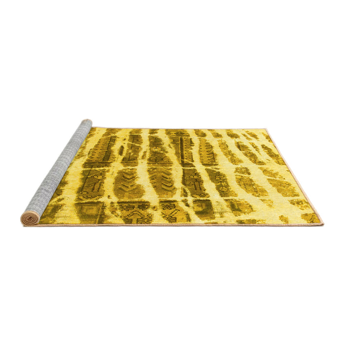 Sideview of Machine Washable Abstract Yellow Modern Rug, wshabs992yw