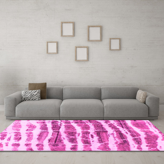 Machine Washable Abstract Pink Modern Rug in a Living Room, wshabs992pnk