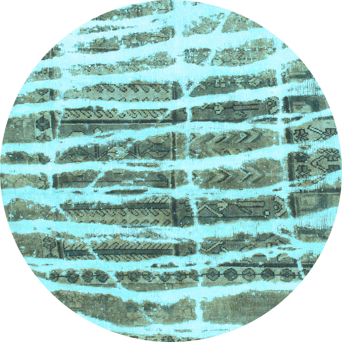 Round Abstract Light Blue Modern Rug, abs992lblu