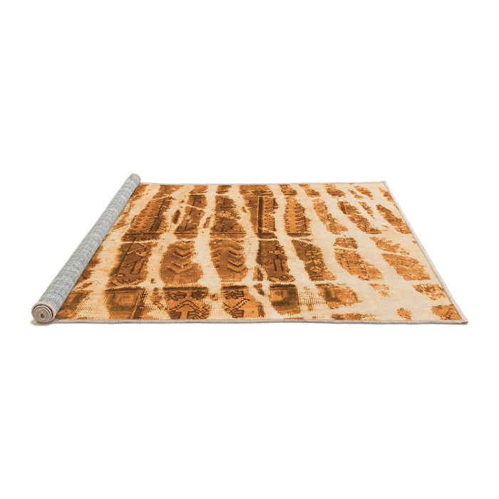 Sideview of Machine Washable Abstract Orange Modern Area Rugs, wshabs992org
