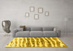 Machine Washable Abstract Yellow Modern Rug in a Living Room, wshabs992yw