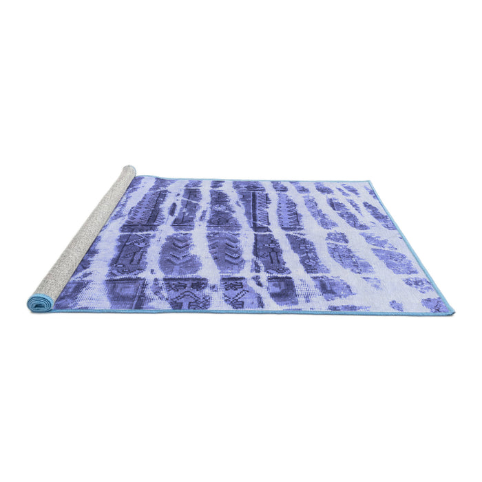 Sideview of Machine Washable Abstract Blue Modern Rug, wshabs992blu