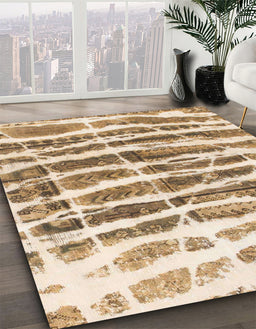 Machine Washable Abstract Light Brown Rug in a Family Room, wshabs992
