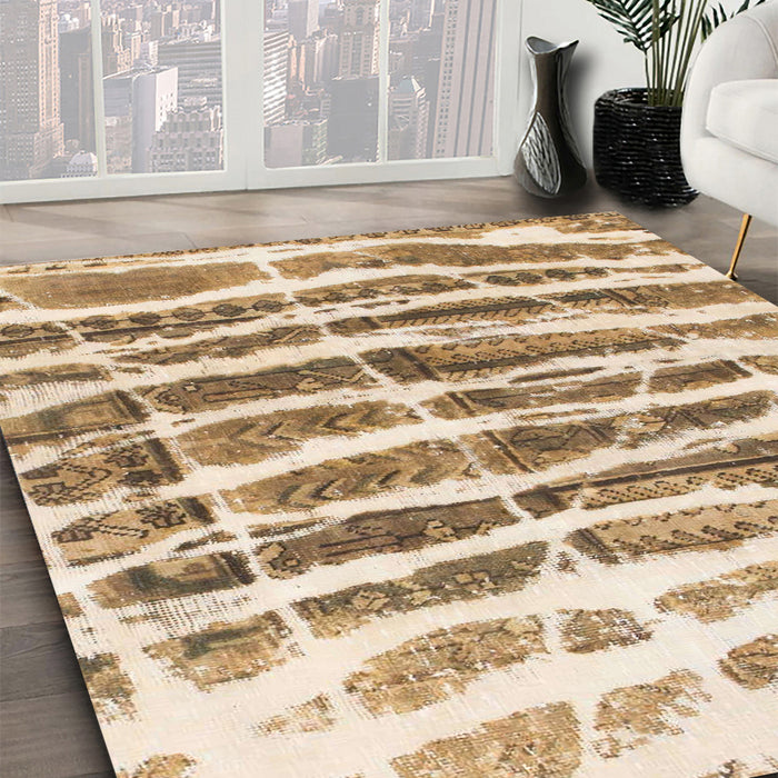 Machine Washable Abstract Light Brown Rug in a Family Room, wshabs992