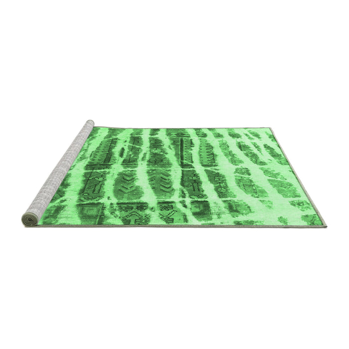 Sideview of Machine Washable Abstract Emerald Green Modern Area Rugs, wshabs992emgrn
