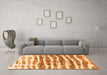 Machine Washable Abstract Orange Modern Area Rugs in a Living Room, wshabs992org