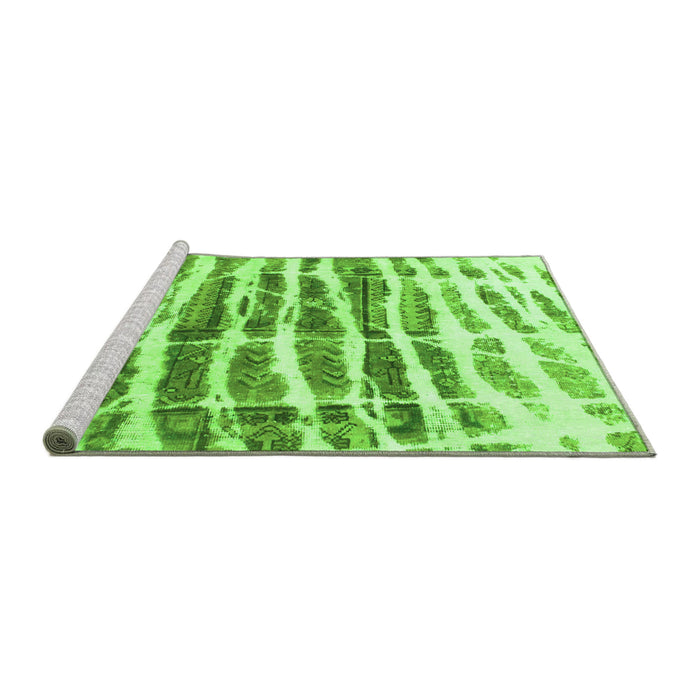 Sideview of Machine Washable Abstract Green Modern Area Rugs, wshabs992grn