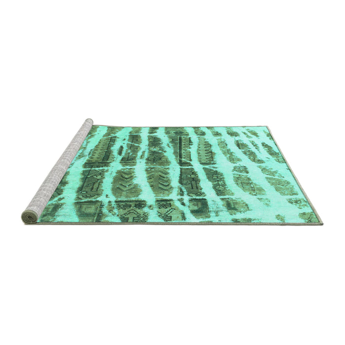Sideview of Machine Washable Abstract Turquoise Modern Area Rugs, wshabs992turq