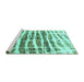 Sideview of Machine Washable Abstract Turquoise Modern Area Rugs, wshabs992turq