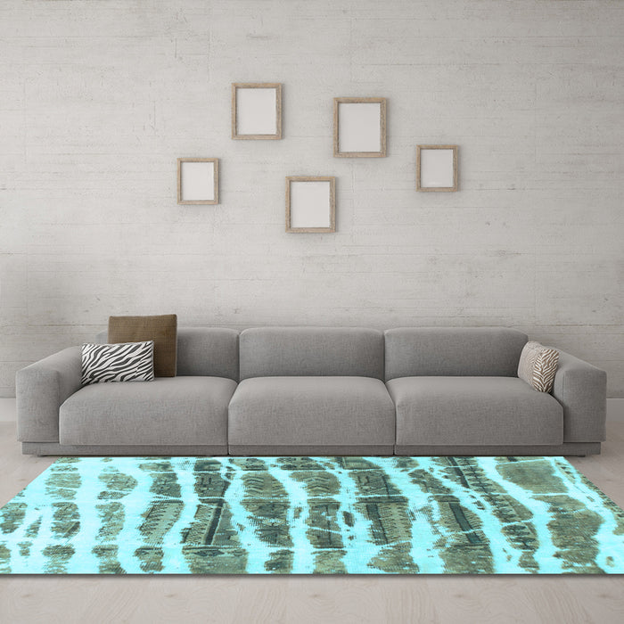 Machine Washable Abstract Light Blue Modern Rug in a Living Room, wshabs992lblu